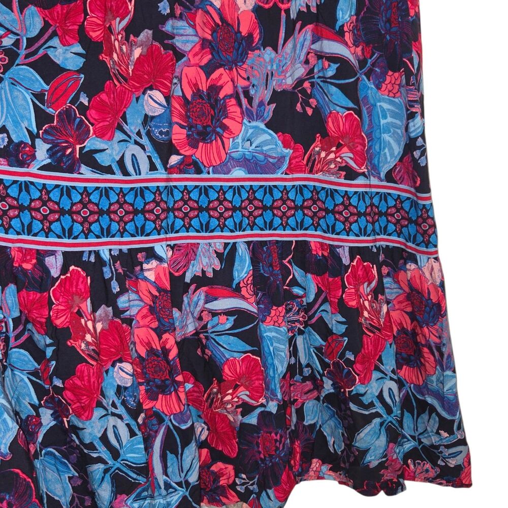 Adrianna Papell Boho Floral‎ Multi Midi Dress Sz14 Smocked Waist Flutter Sleeve - Picture 11 of 14